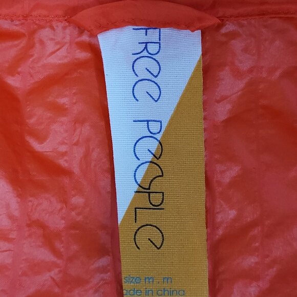 Free People Orange Nylon Full Zip Lightweight Windbreaker Jacket Size Medium M - Picture 3 of 12